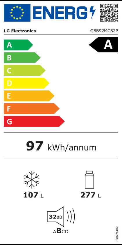 Étiquette énergie officielle du LG GBB92MCB2P