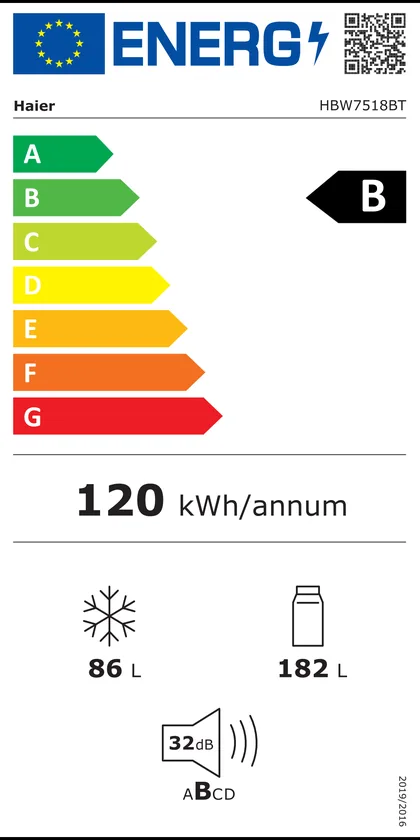 Étiquette énergie officielle du Haier HBW7518BT